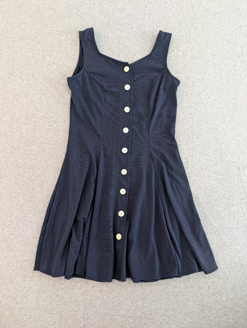 South Beach Vintage 90s Navy Button Front Mini Dress Sweetheart L Fit Flare Sk8